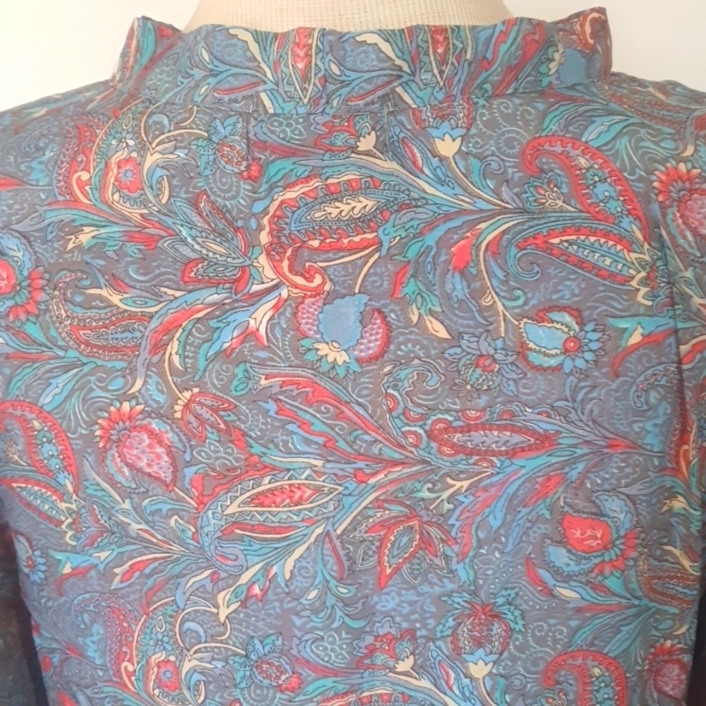 Caravan Co Size 12 approx Blue Floral Silk Blend Boho Dress - Picture 6 of 8